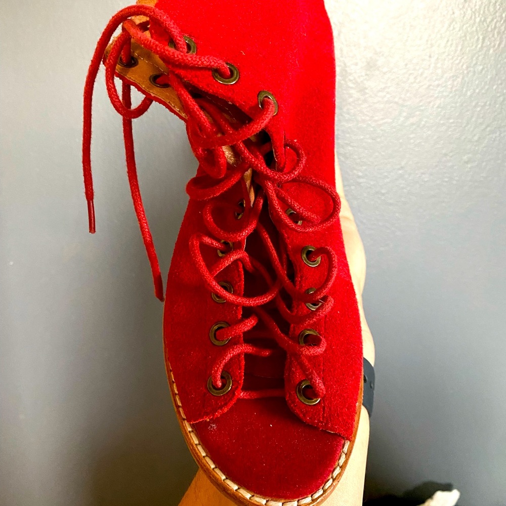 Gently used Jeffrey Campbell lace up heels, very comfortable and cute
